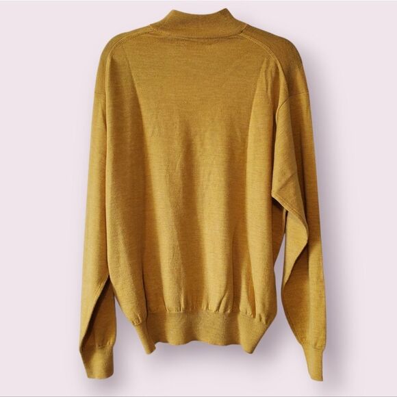 Peter Millar Cashmere Wool & Silk Blend Sweater Mens Large Gold Mock Turtleneck - Picture 2 of 4